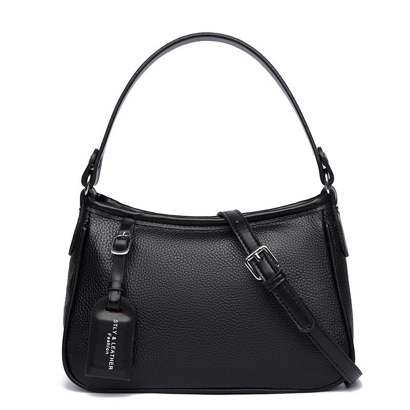 Ženska torbica od kože prvog sloja teleće kože – prava koža, luksuzna, svestrana za nošenje na rame i crossbody, minimalistički horizontalni kvadratni dizajn, srednja veličina