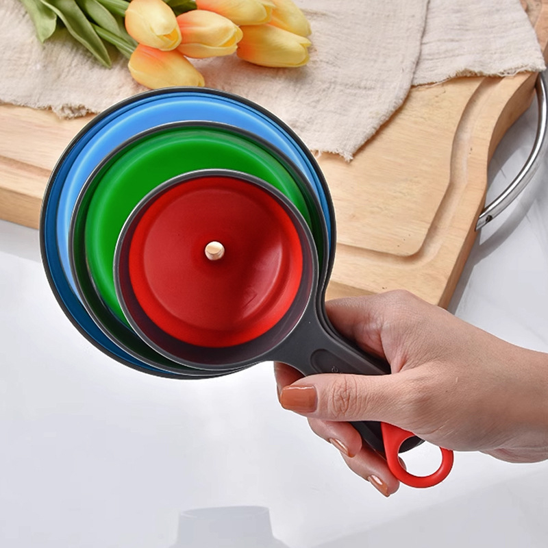 Set din trei pâlnii pliabile din silicon, din plastic – gură largă, pentru gem, ulei și vin – unelte de bucătărie.