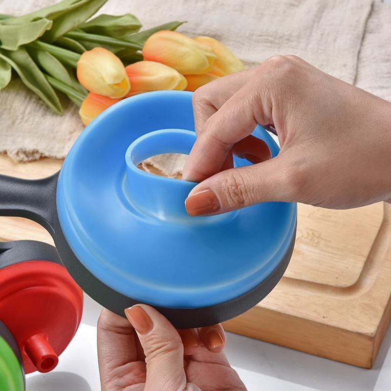 Set din trei pâlnii pliabile din silicon, din plastic – gură largă, pentru gem, ulei și vin – unelte de bucătărie.