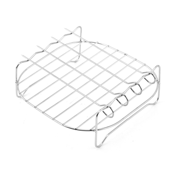 Grătar din oțel inoxidabil pentru gătit la grătar și aburi, accesorii cu două vase, accesorii multifuncționale pentru air fryer și grătar