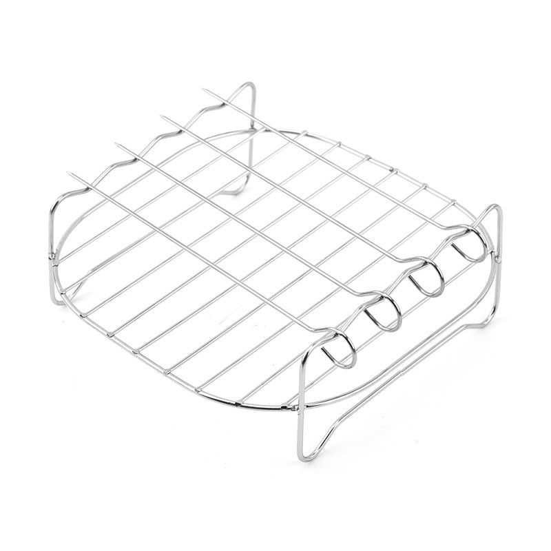 Grătar din oțel inoxidabil pentru gătit la grătar și aburi, accesorii cu două vase, accesorii multifuncționale pentru air fryer și grătar