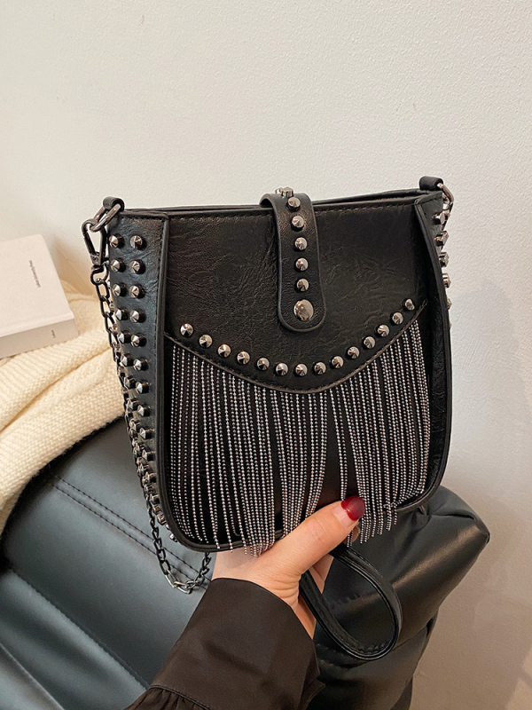 Ženska torba s lančanim remenom, bucket bag, proljeće 2025, retro stil visokog kvaliteta, svakodnevna torba