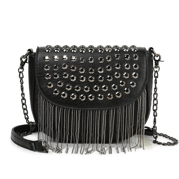 PU ženska crossbody torba s poklopcem, metalnim zakovicama i resom, mala kvadratna torba za telefon, korejskog stila