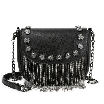 PU ženska crossbody torba s poklopcem, metalnim zakovicama i resom, mala kvadratna torba za telefon, korejskog stila