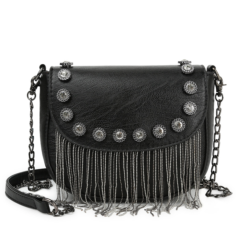 PU ženska crossbody torba s poklopcem, metalnim zakovicama i resom, mala kvadratna torba za telefon, korejskog stila