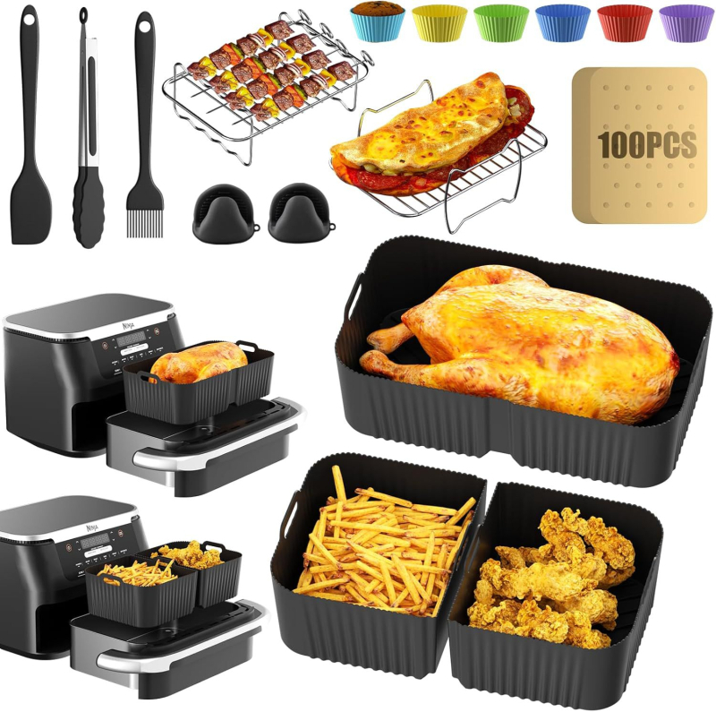 Tavă de copt din silicon pentru air fryer și cuptor, tavă pentru pizza
