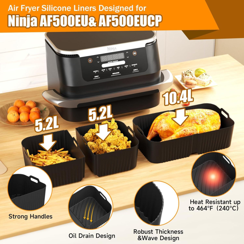 Tavă de copt din silicon pentru air fryer și cuptor, tavă pentru pizza
