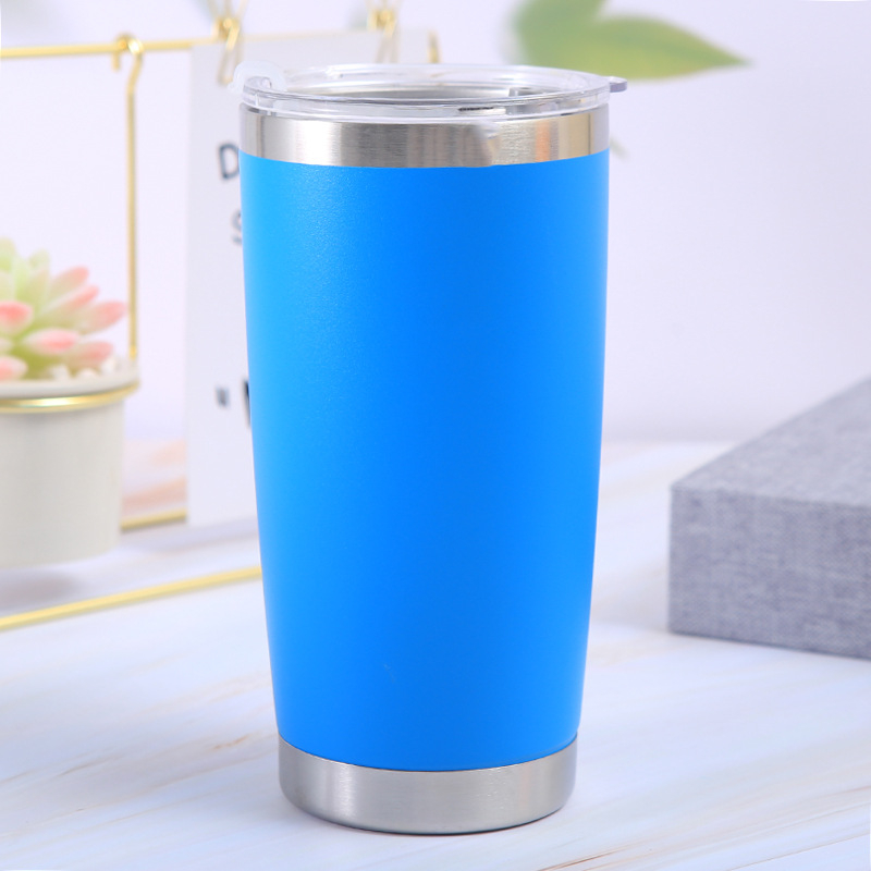 Pahar termic din oțel inoxidabil pentru mașină, 20 oz, cu pereți dubli și capac, termos pentru bere, capacitate mare