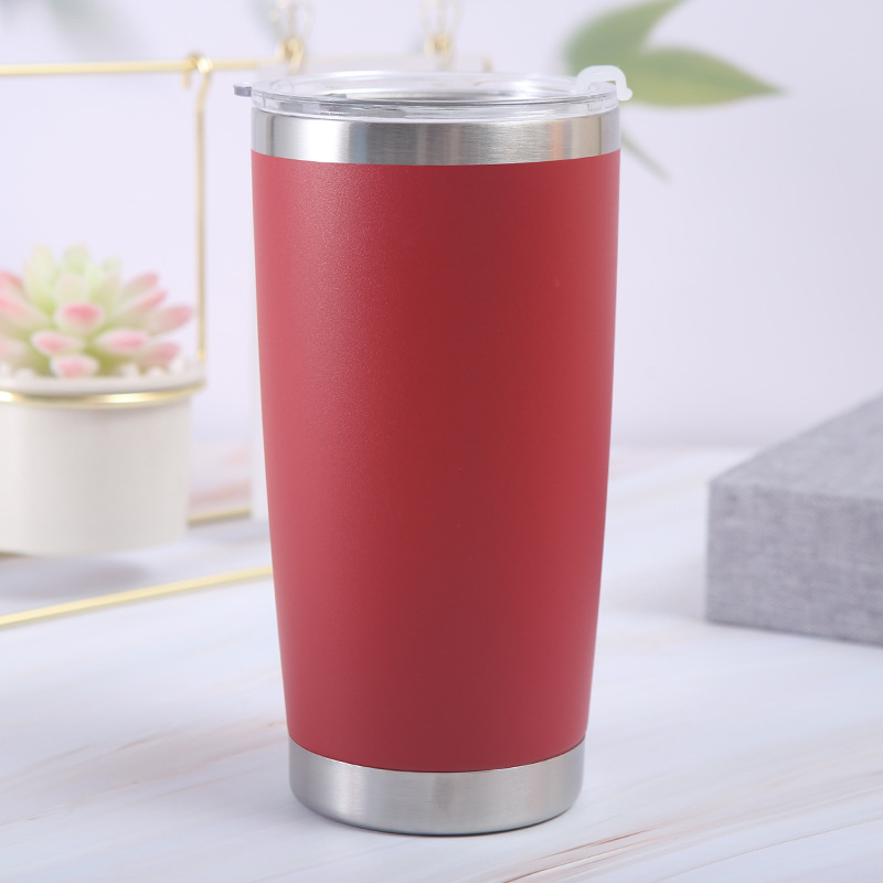 Pahar termic din oțel inoxidabil pentru mașină, 20 oz, cu pereți dubli și capac, termos pentru bere, capacitate mare