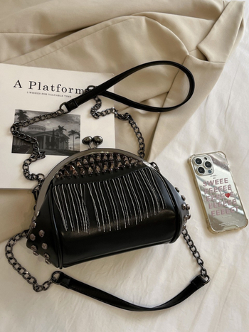 Ženska retro torbica u obliku školjke s lančanim remenom i resom, crossbody torba od PU kože