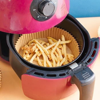 Tavă de hârtie pentru air fryer — pergament antiaderent cu acoperire din siliciu, farfurie din hârtie cu absorbție a uleiului pentru cartofi prăjiți și aripioare de pui, pentru coacere în cuptor