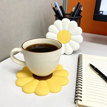 Suporturi pentru pahare din silicon cu flori și suporturi termice pentru vase, antiderapante, rezistente la temperaturi înalte, pentru birou.