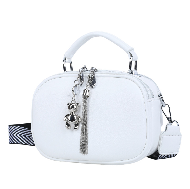 BONNIVENNAI Ženska mala ovalna PU crossbody torbica, dvostruke naramenice, zatvarač, poliester podstava, džep za telefon, svakodnevna upotreba, gradski minimalistički stil