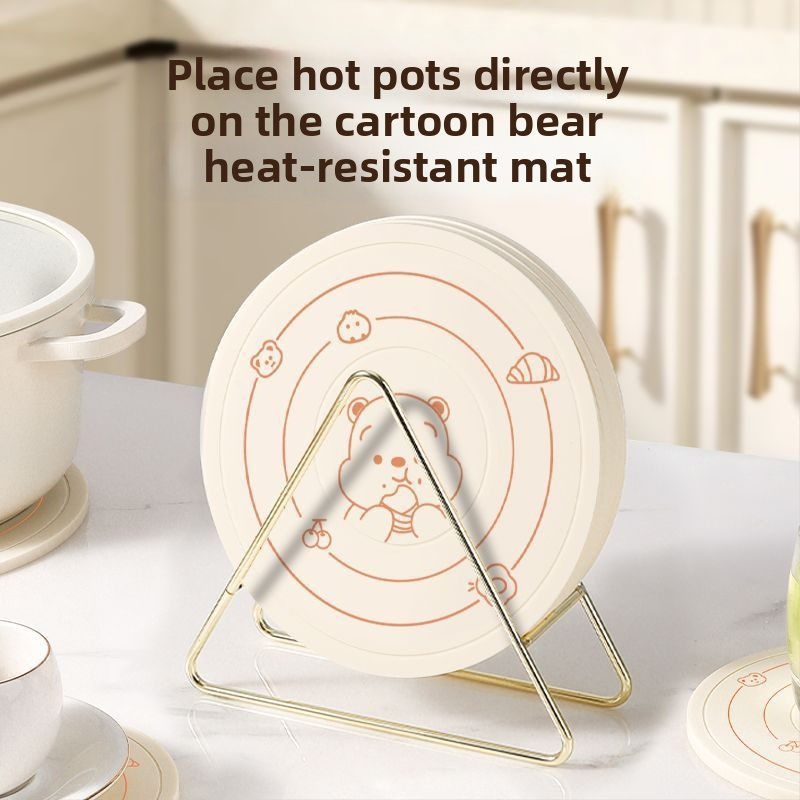 Covoraș izolant din silicon pentru dining – bază circulară pentru farfurii, oale și boluri, protecție împotriva arsurilor, design modern minimalist pentru bucătărie