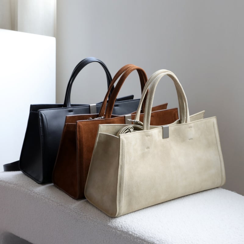 Torba Tote od nubuk kože, elegantan minimalistički dizajn, stil Old Money, s remenom za rame crossbody, ženska kožna torba