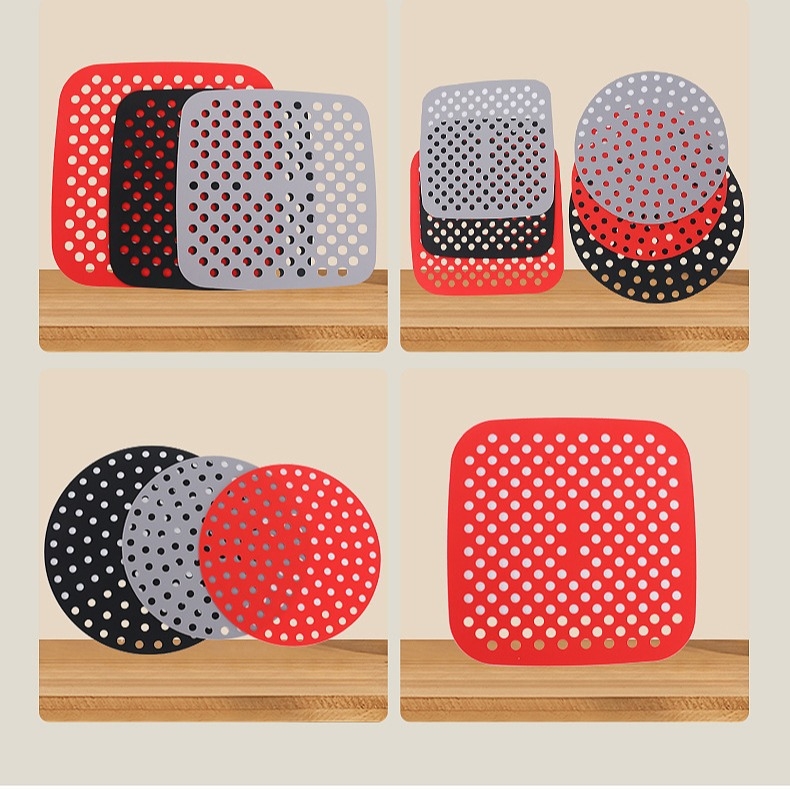 MY Padă din silicon pentru air fryer, protecție la arsură, rezistentă la temperaturi înalte, pentru oale și forme de coacere, pătrate și rotunde, dimensiuni 190×190 mm, 215×215 mm, 200×200 mm, 220×220 mm