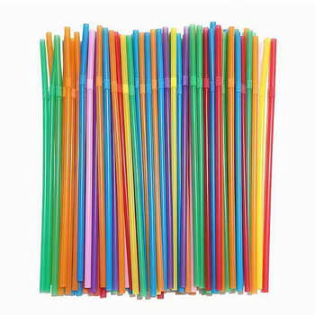 Jednokratne šarene koktel slamke, savitljive plastične slamke, 6×210 mm za pića
