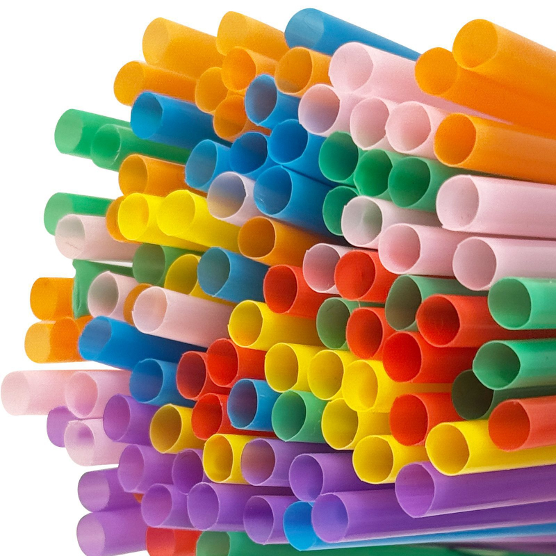 Jednokratne šarene koktel slamke, savitljive plastične slamke, 6×210 mm za pića