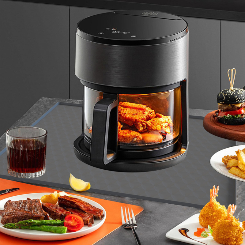 Covoraș din silicon rezistent la căldură pentru air fryer și blat de bucătărie – ignifug, izolație termică, pătrat