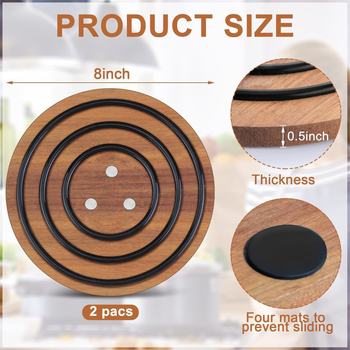 Pad din lemn magnetic pentru oale – bază rotundă din lemn pentru izolație termică