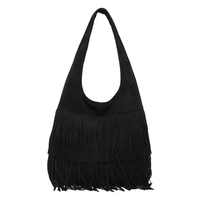 Crossbody torba preko ramena, 2025 novi stil, velika kapaciteta, vintage, velur od kože jelena s resicama