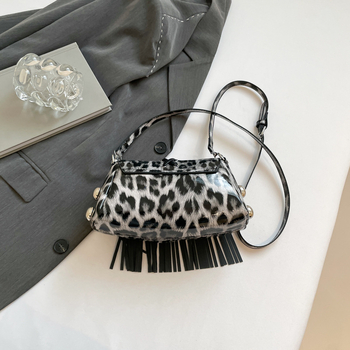 Ženska torba s leopard printom i resicama, PU, mala crossbody torba, gradski stil
