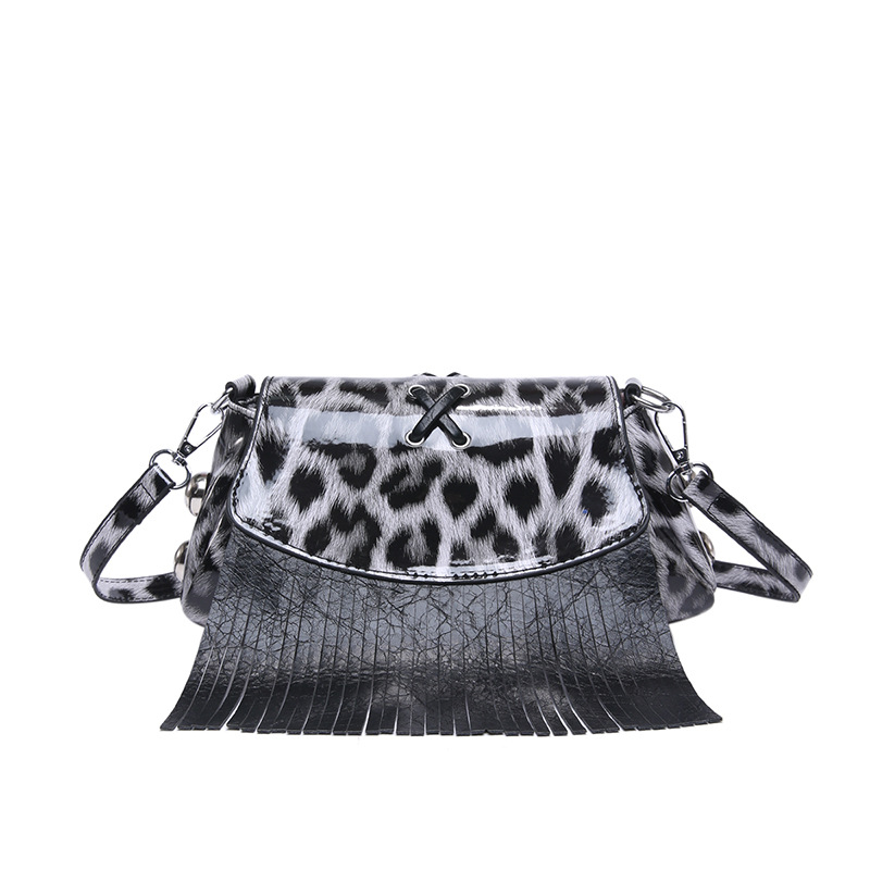 Ženska torba s leopard printom i resicama, PU, mala crossbody torba, gradski stil