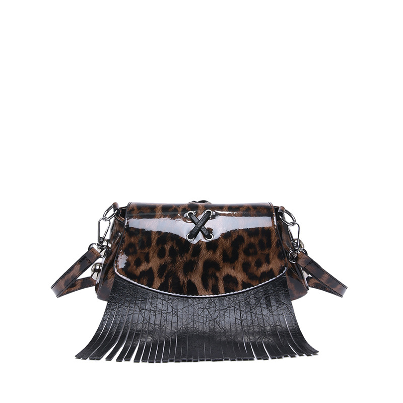 Ženska torba s leopard printom i resicama, PU, mala crossbody torba, gradski stil