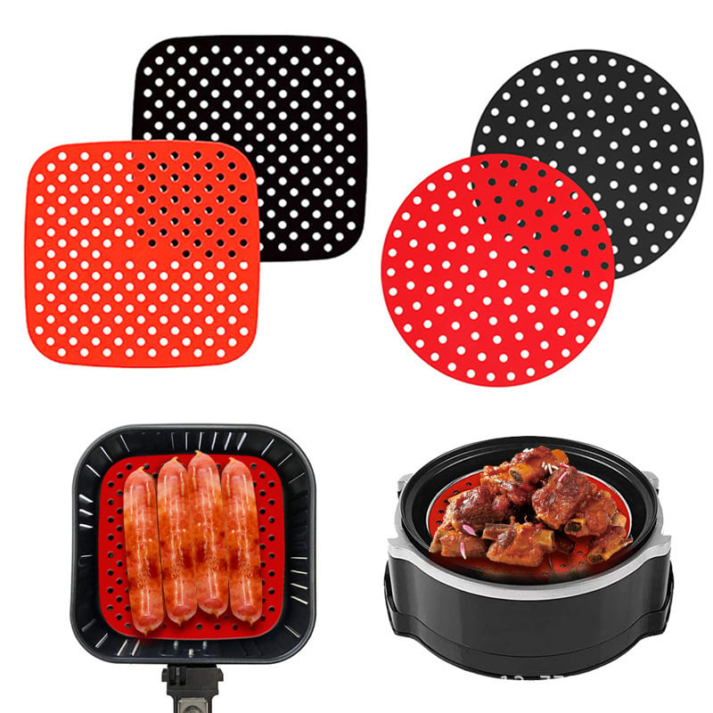 Covoraș din silicon pătrat pentru friteuză cu aer, cu căptușeală internă reutilizabilă – accesorii