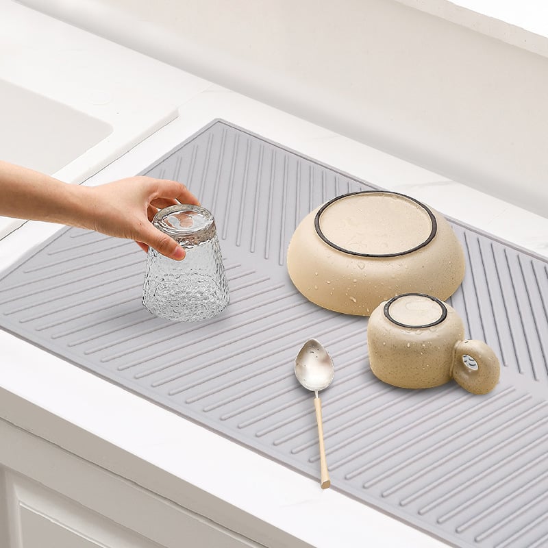 Covoraș de bucătărie din silicon — absorbant, pad de drenaj, rezistent la căldură, culoare solidă