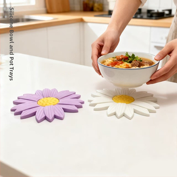 Șervete din silicon personalizate, suport pentru vase, formă de floare de floarea-soarelui, izolație termică pentru bucătărie