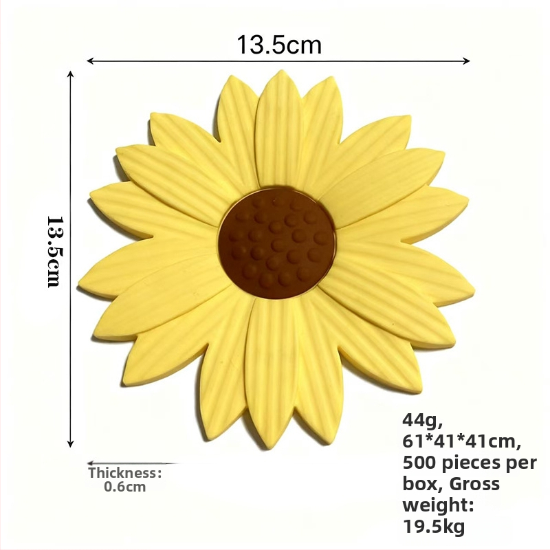 Șervete din silicon personalizate, suport pentru vase, formă de floare de floarea-soarelui, izolație termică pentru bucătărie