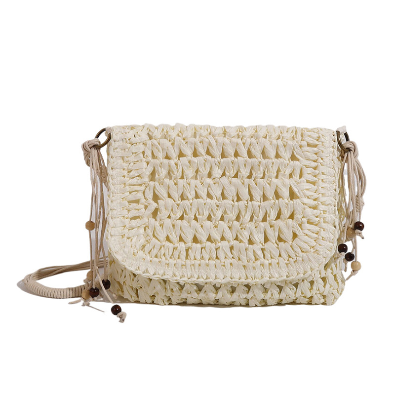 Ženska četvrtasta torbica od slame, retro stil za plažu i odmor, pleteni rameni crossbody, 26 cm, novi model