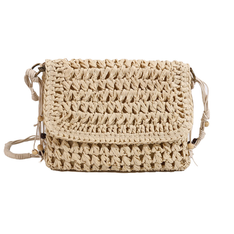 Ženska četvrtasta torbica od slame, retro stil za plažu i odmor, pleteni rameni crossbody, 26 cm, novi model