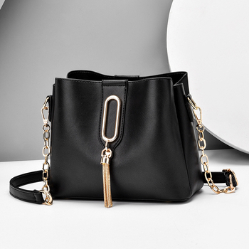 PU mini ženska torba s lancem i resom, bucket stil, crossbody, 2020