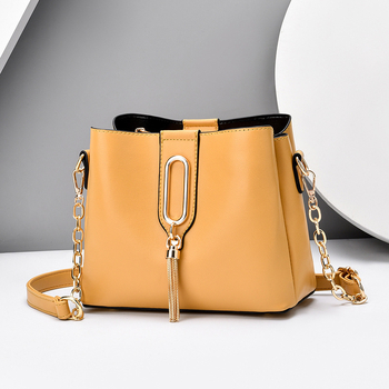PU mini ženska torba s lancem i resom, bucket stil, crossbody, 2020