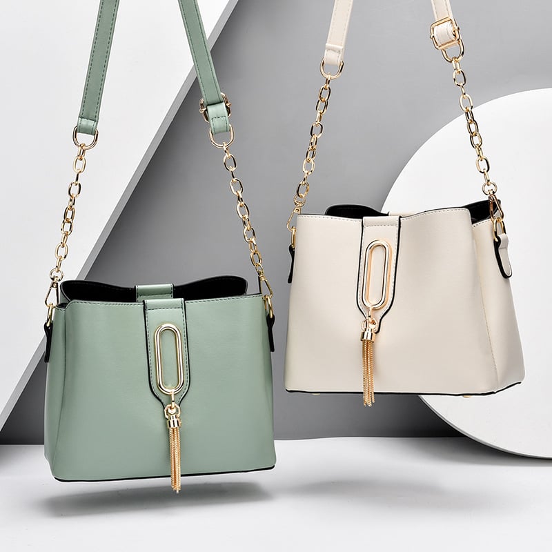 PU mini ženska torba s lancem i resom, bucket stil, crossbody, 2020