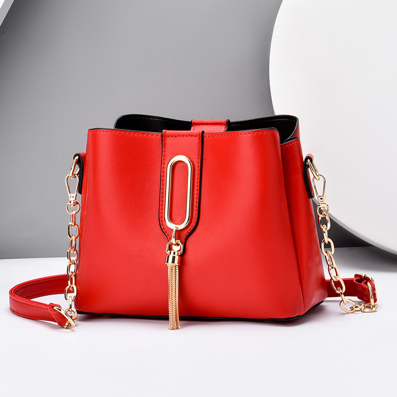 PU mini ženska torba s lancem i resom, bucket stil, crossbody, 2020
