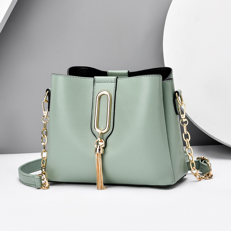 PU mini ženska torba s lancem i resom, bucket stil, crossbody, 2020