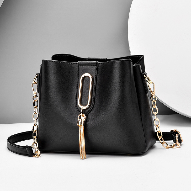 PU mini ženska torba s lancem i resom, bucket stil, crossbody, 2020