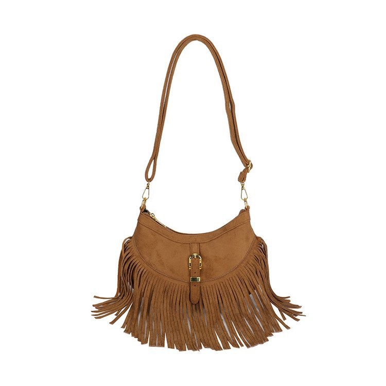 Ženska torba s resicama u američkom retro stilu, PU koža, mala crossbody torba, etnički stil, jesen-zima 2025