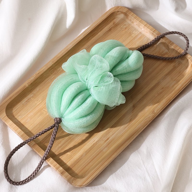 Minge de baie mare, în stil japonez, pentru masajul spatelui, cu formă de floare, moale și extensibilă, cu două mingi