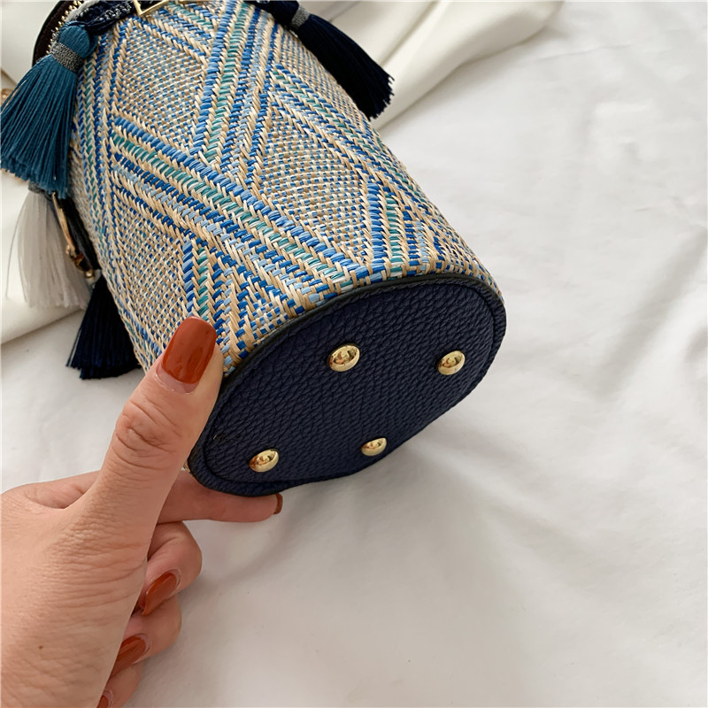 Ženska bucket torba 2024, korejskog stila, s resom, crossbody, PU