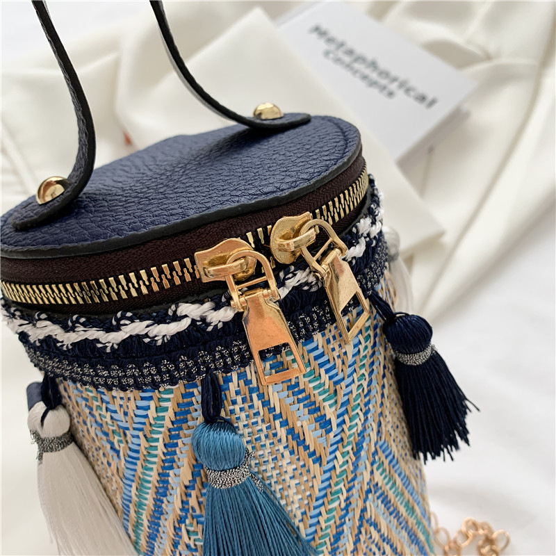 Ženska bucket torba 2024, korejskog stila, s resom, crossbody, PU
