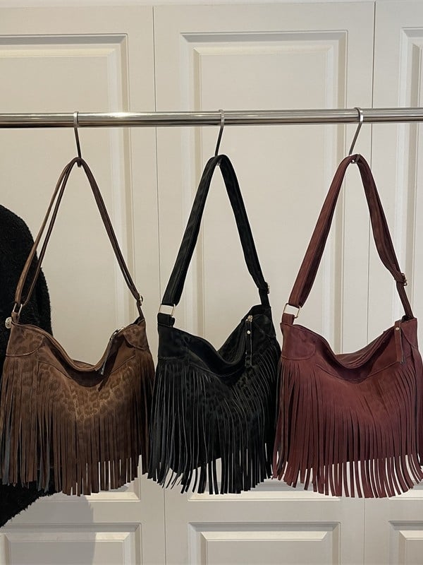 Boemska torbica s resicama, velika kapaciteta, ramenska ili crossbody torba, jesen 2025, svestrana ženska torba