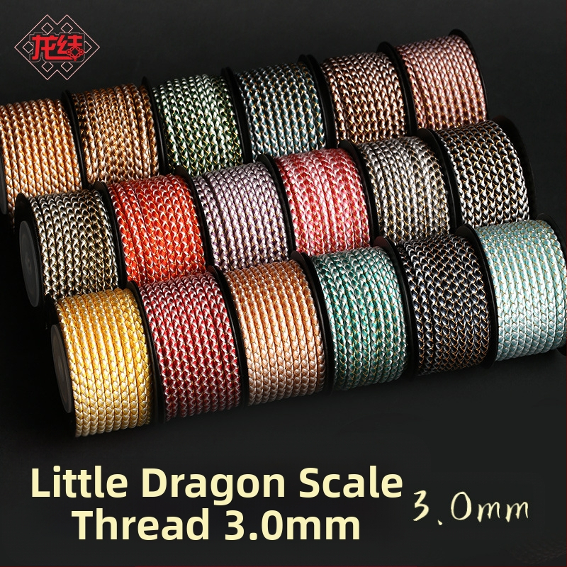 Dragon Knot Malá drakova šupina línia – 3 mm mercerizovaný polyesterový šnúra, šperkový kábel, zlatá farba