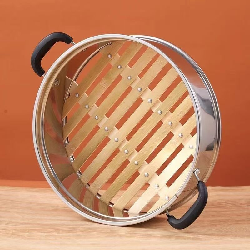 Raft universal pentru abur din oțel inoxidabil, cu tavă înălțată și îngroșată, compatibil cu gătitor de orez, wok și coș de aburi