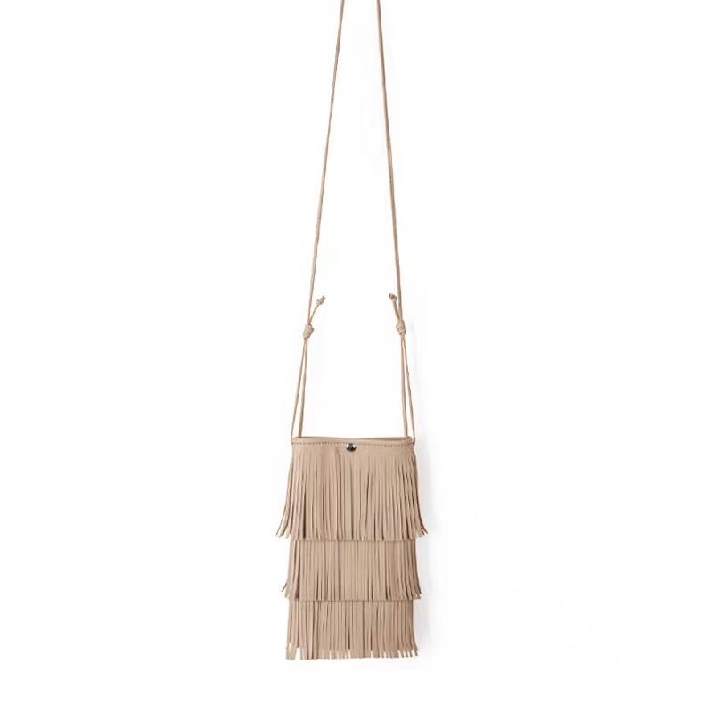 Torbica za mobitel s resicama, korejskog stila, niš dizajn, prilagodljiva crossbody torba, moderna i svestrana, retro mini crossbody torba za žene