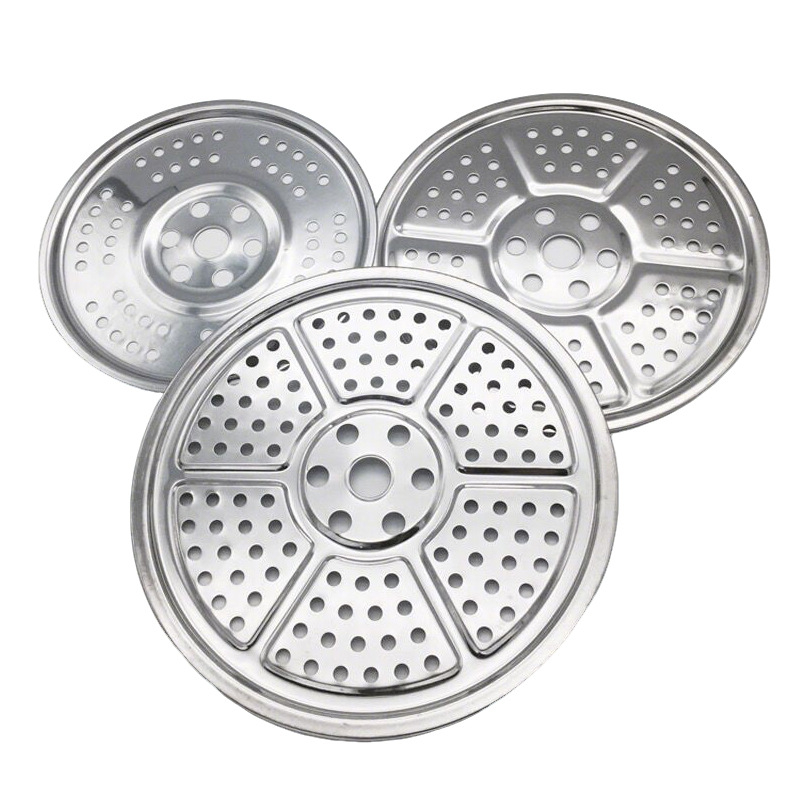 Tavă rotundă de aburi din oțel inox, diametru 26-58 cm, tavă groasă cu compartimente pentru aburirea chiflelor