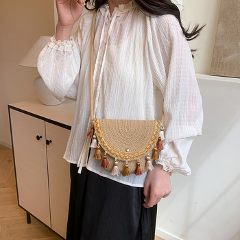 2026 nova etnička tkana torbica s resicama, boho stil, crossbody od slame za žene